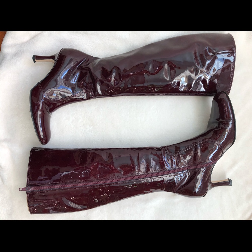 Glossy Maroon Heeled Boots